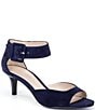 Color:Midnight - Image 1 - Berlin Suede Ankle Strap Peep Toe Dress Sandals