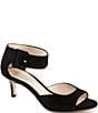 Color:Black - Image 1 - Berlin Suede Ankle Strap Peep Toe Dress Sandals