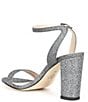 Color:Pewter - Image 3 - Brynn Shimmer Fabric Ankle Strap Block Heel Dress Sandals