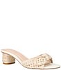 Pelle Moda Eaden Woven Raffia Bow Triangle Heel Slide Sandals - Image 1