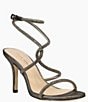 Color:Pewter - Image 1 - Kaleah Rhinestone Metallic Suede Strappy Ankle Wrap Dress Sandals