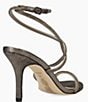 Color:Pewter - Image 2 - Kaleah Rhinestone Metallic Suede Strappy Ankle Wrap Dress Sandals