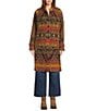 Pendleton Archive Wool Blend Jacquard Print Stand Collar Long Sleeve Coat, Color:Autumn Birch Brown - Image 2
