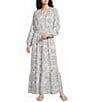 Pendleton Athena Printed V-Neck Long Sleeve Maxi A-Line Dress - Image 1