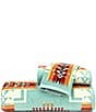 Color:Aqua - Image 1 - Chief Joseph Iconic Jacquard Southwestern Geometric Pattern Bath Towels