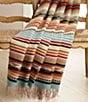 Color:Coral - Image 2 - Chimayo Southwestern Fringe Wool Throw Blanket