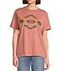 Color:Dusty Rose - Image 1 - Crew Neck Short Sleeve Summerland Geometric Print Graphic Tee