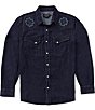 Pendleton Embroidered Dark Denim Gambler Long Sleeve Woven Shirt - Image 1