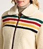 Pendleton Glacier Sunset Stripe Print Club Collar Patch Pocket Zip Front Barn Coat, Color:Glacier Ivory - Image 6