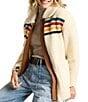 Pendleton Glacier Sunset Stripe Print Club Collar Patch Pocket Zip Front Barn Coat, Color:Glacier Ivory - Image 1