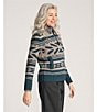 Pendleton Graphic Wool Zip Up Sweater, Color:Teal Heather - Image 7