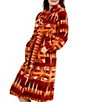 Pendleton Harding Star Coral Print Cotton Terry Velour Cozy Long Robe - Image 4