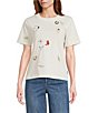 Pendleton Knit Crew Neck Short Sleeve Embroidered Charm Tee - Image 1