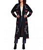 Pendleton Lambswool Geometric Print Open Front Long Sleeve Sweater Duster - Image 1