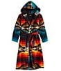 Pendleton Long Sleeve Patterned Plush Terry Robe, Color:Multi - Image 1
