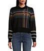 Pendleton Merino Plaid Crew Neck Long Sleeve Pullover, Color:Black - Image 1