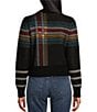 Pendleton Merino Plaid Crew Neck Long Sleeve Pullover, Color:Black - Image 2