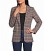 Pendleton Oregon Knit Tweed Plaid Check Notch Lapel Long Sleeve Single Button Blazer - Image 1