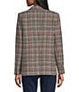 Pendleton Oregon Knit Tweed Plaid Check Notch Lapel Long Sleeve Single Button Blazer - Image 2