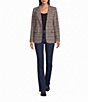 Pendleton Oregon Knit Tweed Plaid Check Notch Lapel Long Sleeve Single Button Blazer - Image 3