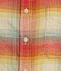 Color:Sandshell/Sunset Red - Image 4 - Plaid Button Down Collared Boyfriend Flannel Shirt