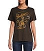 Color:Vintage Black - Image 1 - Short Sleeve Crew Neck Rodeo Cowgirl Graphic Tee Shirt
