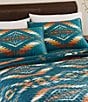 Pendleton Summerland Geometric Print Reversible Coverlet Mini Set, Color:Teal - Image 4