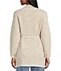 Pendleton Textured Alpaca Shawl Collar Long Sleeve Open Front Cardigan, Color:Ivory/Tan - Image 3