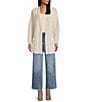 Pendleton Textured Alpaca Shawl Collar Long Sleeve Open Front Cardigan, Color:Ivory/Tan - Image 4