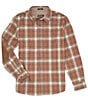 Color:Grey/Copper Ombre - Image 1 - Trail Long Sleeve Plaid Wool Woven Shirt