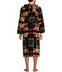 Pendleton Unisex Pattern Long Sleeve Terry Hoodie Robe Terry Robe, Color:Chief Joseph Black - Image 2