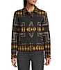 Pendleton Willa Wool Jacquard Fold-Down Collar Long Sleeve Jacket, Color:Harding Black/Taupe - Image 2