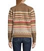 Pendleton Wool Fair Isle Striped Point Collar Long Sleeve Cardigan, Color:Tan Multi - Image 2