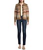 Pendleton Wool Fair Isle Striped Point Collar Long Sleeve Cardigan, Color:Tan Multi - Image 4