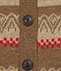 Pendleton Wool Fair Isle Striped Point Collar Long Sleeve Cardigan, Color:Tan Multi - Image 5