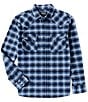 Color:Denim/Sky Blue/Grey Plaid - Image 1 - Wyatt Long Sleeve Woven Shirt