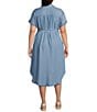 Blu Pepper Perch By Blu Pepper Plus Midi Chambray Belted Button Down Midi Shirt Dress, Color:Chambray - Image 2