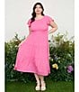 Blu Pepper Perch By Blu Pepper Plus Short Flutter Sleeve Smocked Tiered Midi Dress, Color:Pink - Image 5