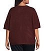 Perch by Blu Pepper Plus Size Crew Neck Short Sleeve Rib Hem Sweater - Image 2