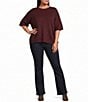Perch by Blu Pepper Plus Size Crew Neck Short Sleeve Rib Hem Sweater - Image 3