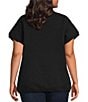 Blu Pepper Perch by Blu Pepper Plus Size Knit Short Sleeve Top, Color:Black - Image 2