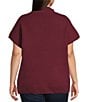 Blu Pepper Perch by Blu Pepper Plus Size Knit Short Sleeve Top, Color:Burgundy - Image 2
