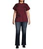 Blu Pepper Perch by Blu Pepper Plus Size Knit Short Sleeve Top, Color:Burgundy - Image 3