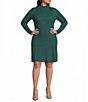 Perch by Blu Pepper Plus Size Mock Neck Long Sleeve A-Line Sweater Knit Mini Dress - Image 1