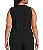 Perch by Blu Pepper Plus Size Textured Round Neck Sleeveless Mock Button Knit Top - Image 2