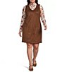 Perch by Blu Pepper Plus Size V-Neck Sleeveless Front Patch Pocket Shift Mini Dress - Image 1