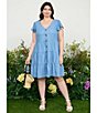 Blu Pepper Perch By Blu Pepper Plus Tiered Button Front Dress, Color:Chambray - Image 4