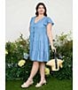 Blu Pepper Perch By Blu Pepper Plus Tiered Button Front Dress, Color:Chambray - Image 5