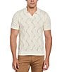 Color:Birch - Image 1 - Basketweave Short Sleeve Polo Sweater