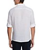 Color:Bright White - Image 2 - Big & Tall Solid Linen Roll-Sleeve Woven Shirt